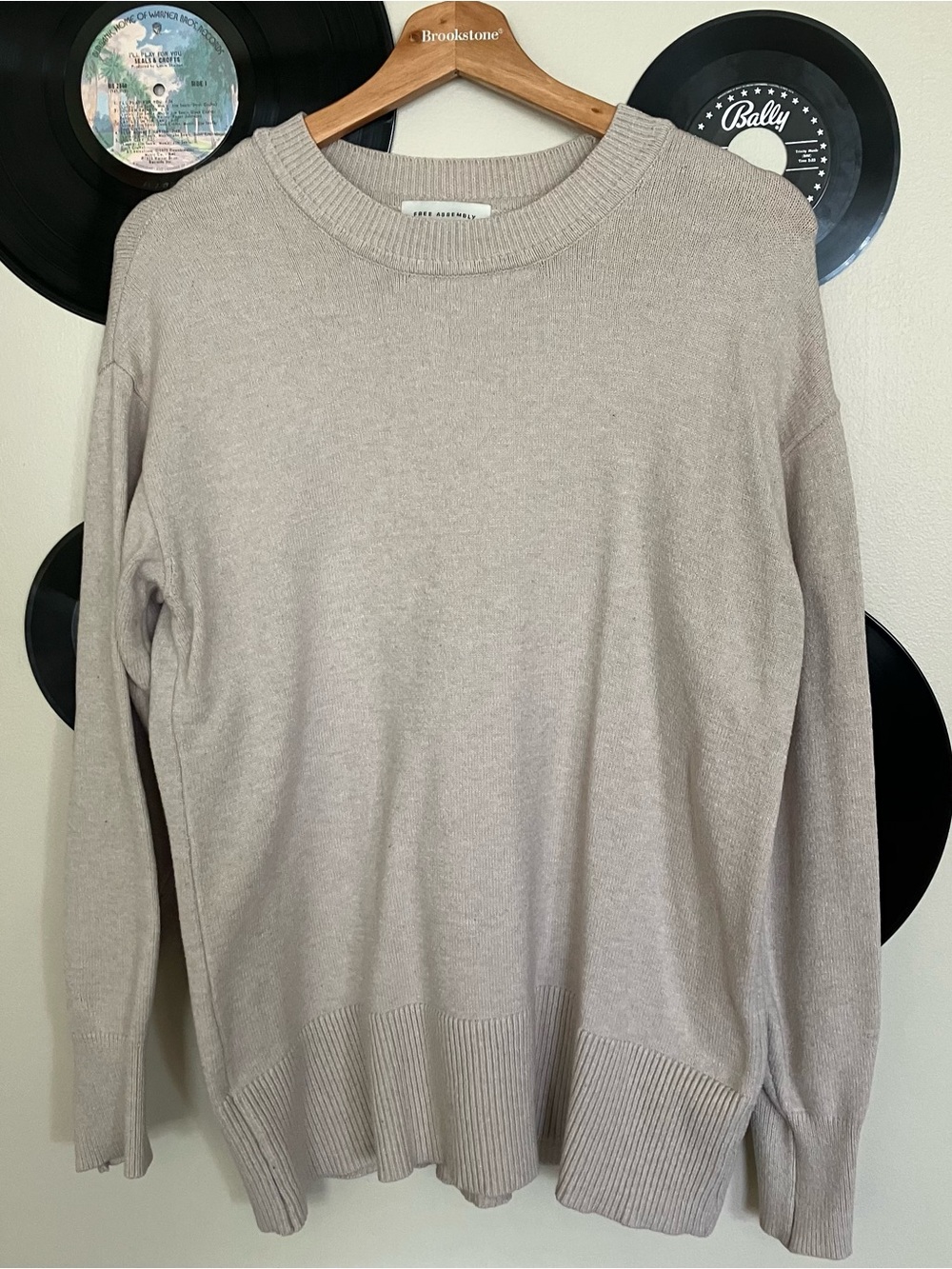 Free Assembly Lightweight Crewneck Sweater in Oatmeal Fall Sweatwe